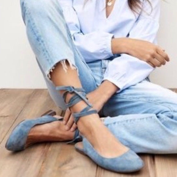 New In Box Madewell Tan Lace Up Ballet Flats 9 1/2 - Picture 6 of 7